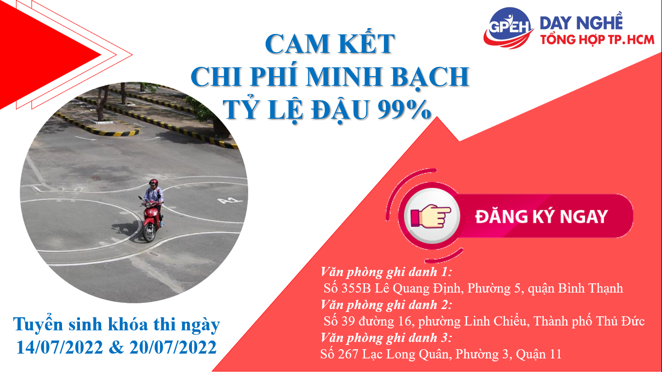 TUYỂN SINH CÁC LỚP ĐÀO TẠO BẰNG LÁI XE A1